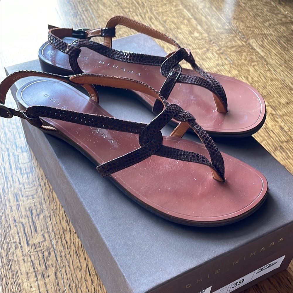 Chie Mihara Brown Sandals with Minimalist Design Women’s Size 39